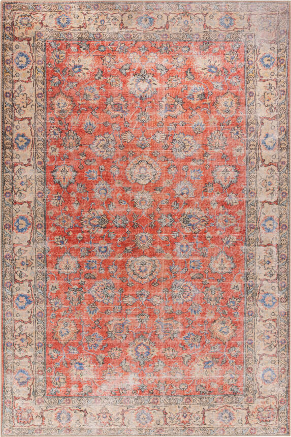 Outlet 150x150 Daire Blues Vintage Desenli Dokuma Taban Dekoratif Kırmızı Halı AL-417 - 2