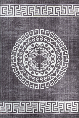 Dorian Eskitme Desenli Dokuma Taban Dekoratif Siyah Halı AL 327 - 2