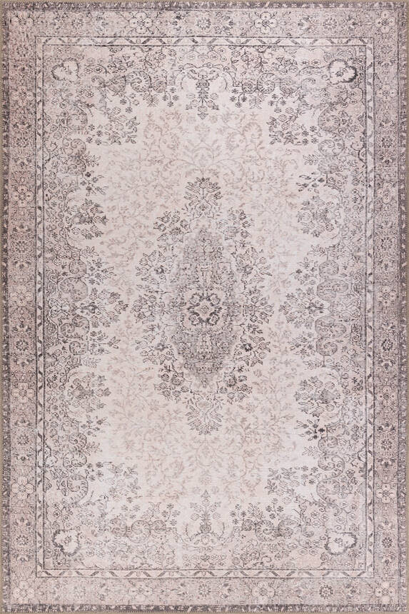 Outlet 75x150 Folk Eskitme Desenli Dokuma Taban Dekoratif Bej Halı BA-45 - 6