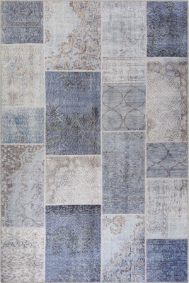 Outlet 80x370 Jazz Patchwork Desenli Dokuma Taban Dekoratif Gri Halı AL-83 - 4