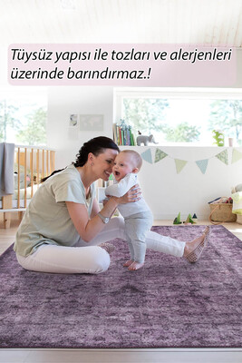 Outlet 210x310 Folk Eskitme Desenli Dokuma Taban Dekoratif Mor Halı BA-28 - 2